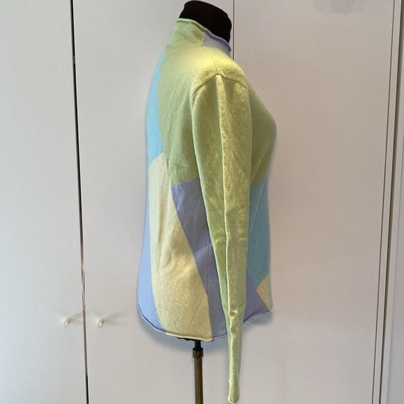 Talbots pure cashmere cowl neck colorblock sweater L - Picture 3 of 13